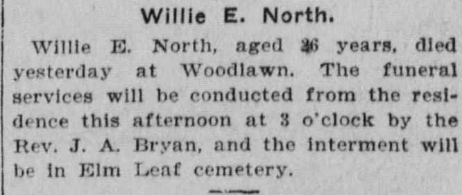 Willie E. North obituary